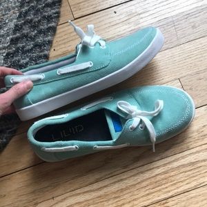 Teal Liuid boat shoes
